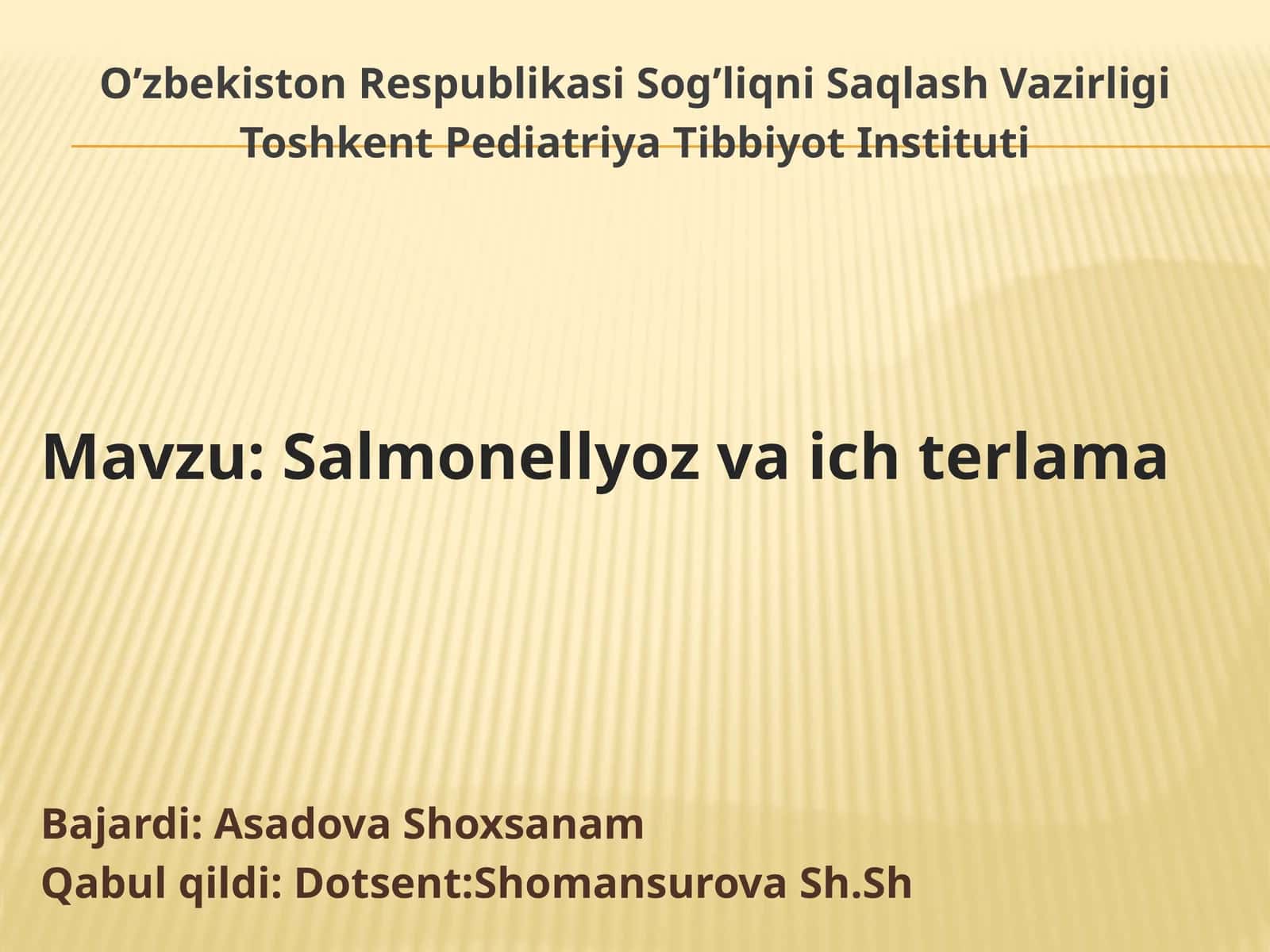 Salmonellyoz va ich terlama