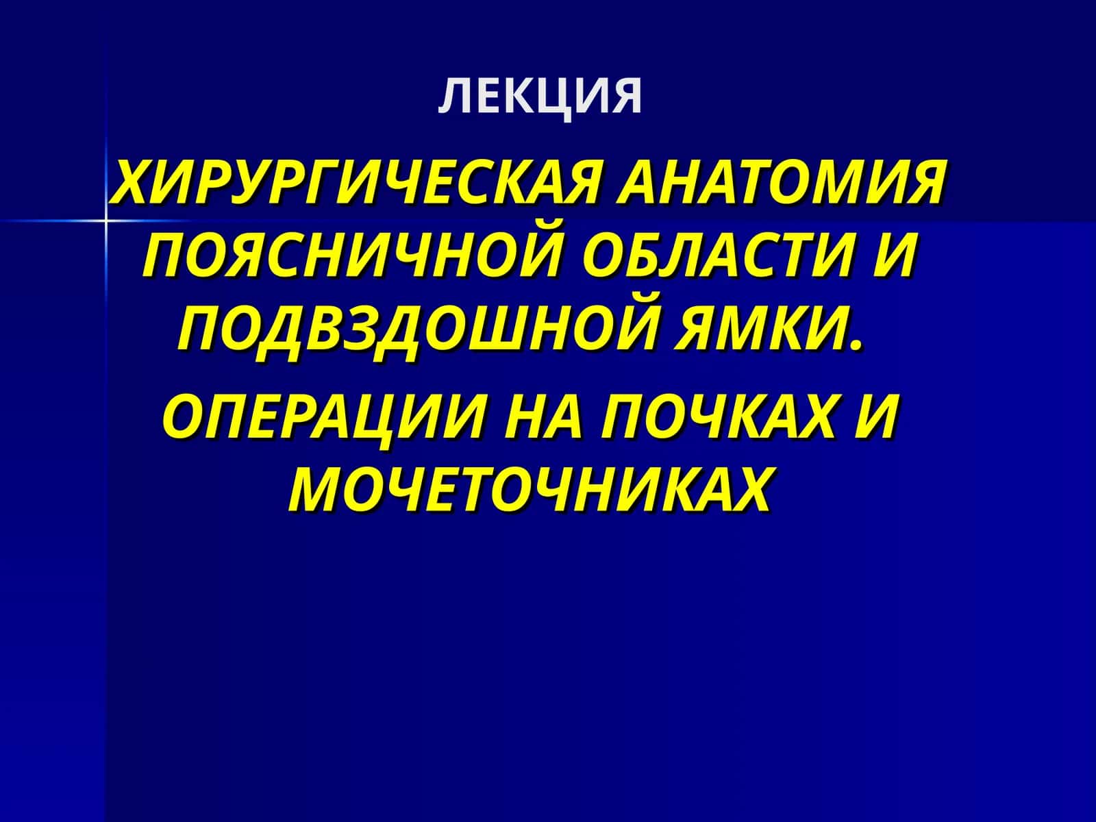 ХИРУРГИЧЕСКАЯ АНАТОМИЯ ПОЯСНИЧНОЙ ОБЛАСТИ И ПОДВЗДОШНОЙ ЯМКИ