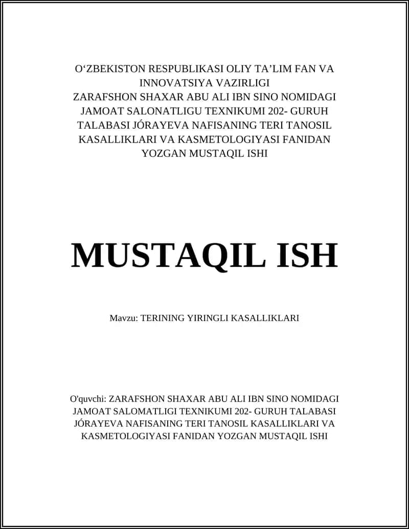 TERINING YIRINGLI KASALLIKLARI