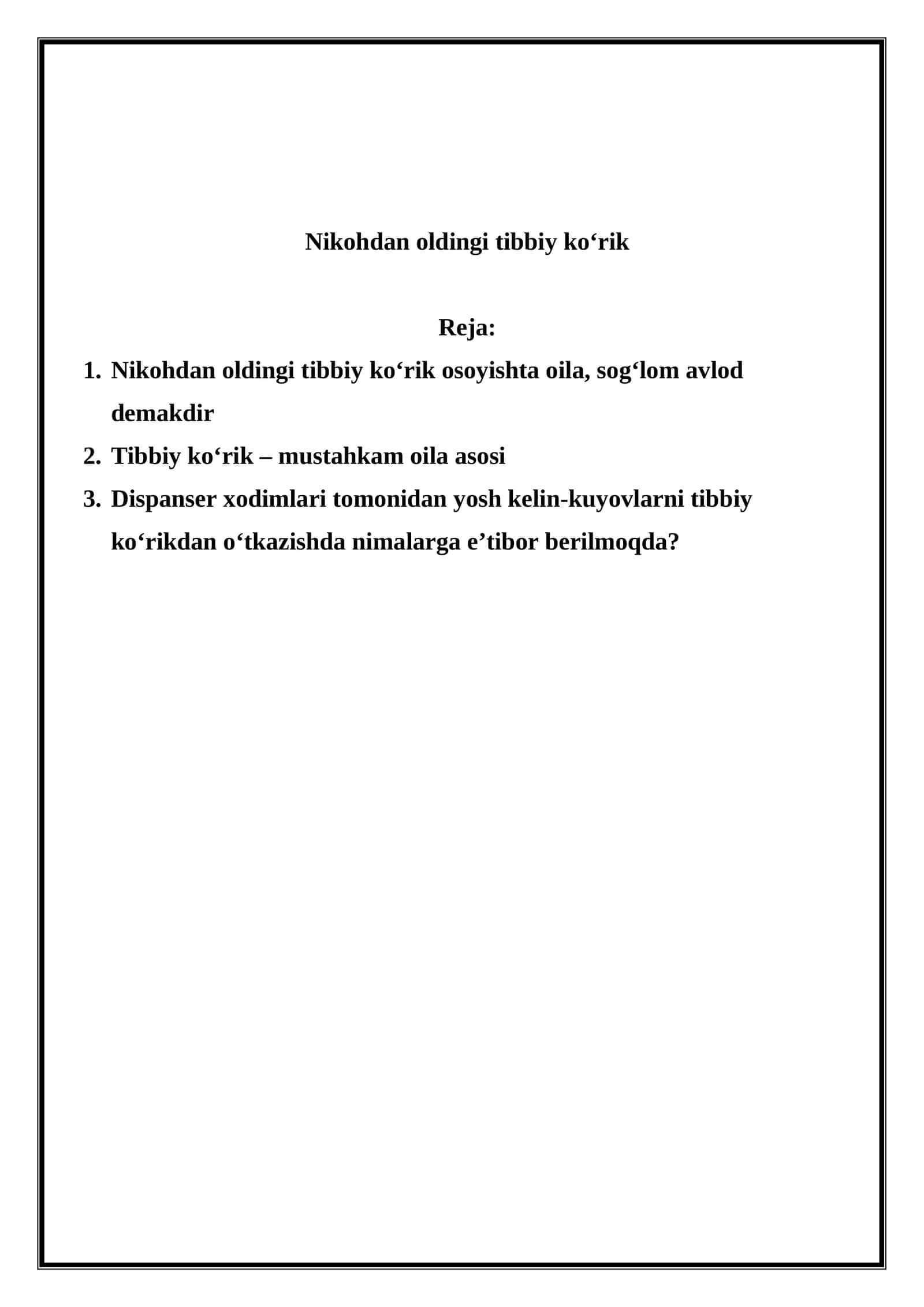 Nikohdan oldingi tibbiy ko‘rik