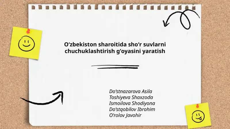 Oʻzbekiston sharoitida shoʻr suvlarni chuchuklashtirish gʻoyasini yaratish