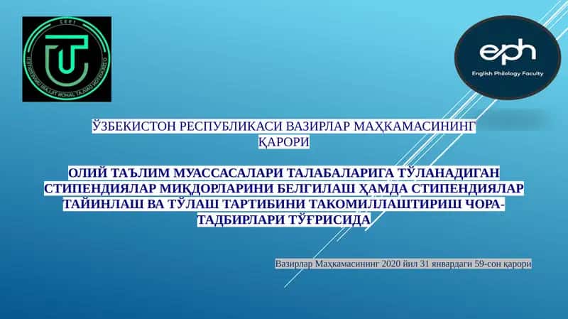 Талабаларига ўқиш стипендиялари