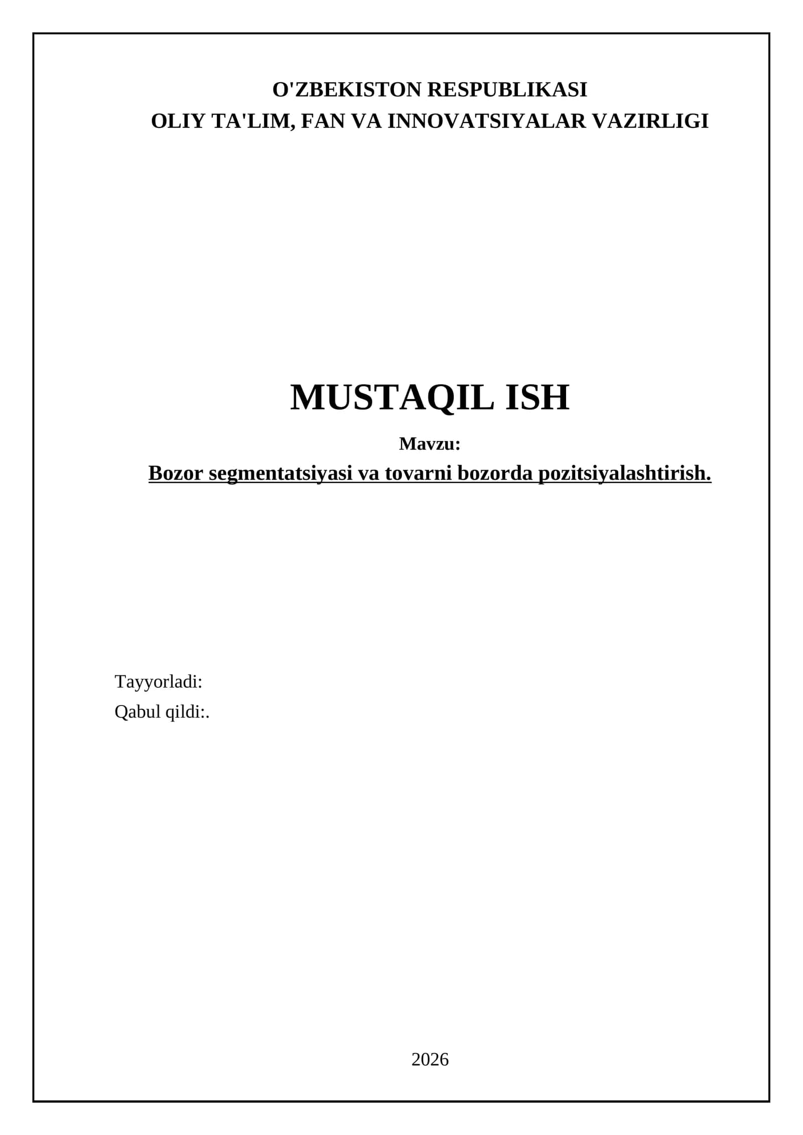 Mijoz segmentlarini aniqlash va xarakterlash