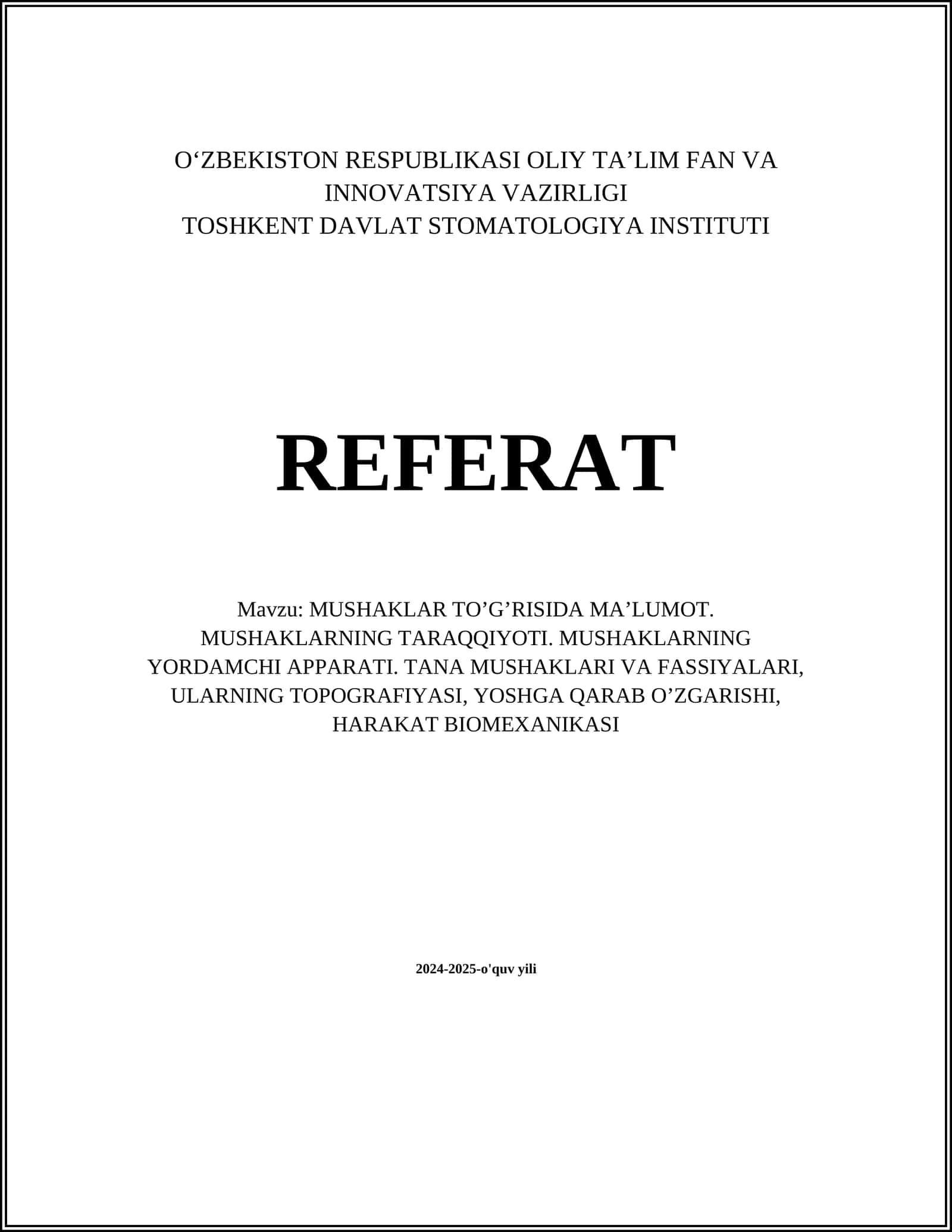 Mushaklar to'g'risida ma'lumot
