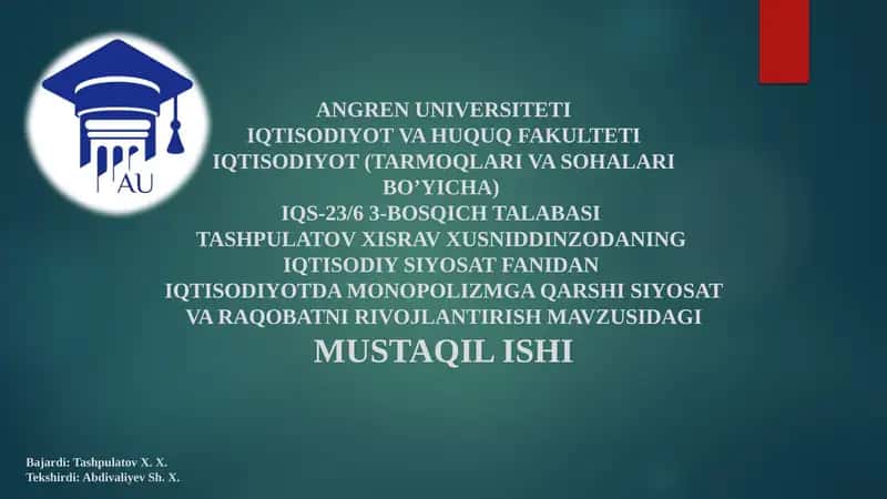 IQTISODIYOT (TARMOQLARI VA SOHALARI BO’YICHA)