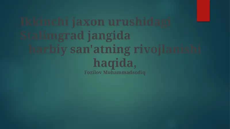 Stalimgrad jangida harbiy san'at