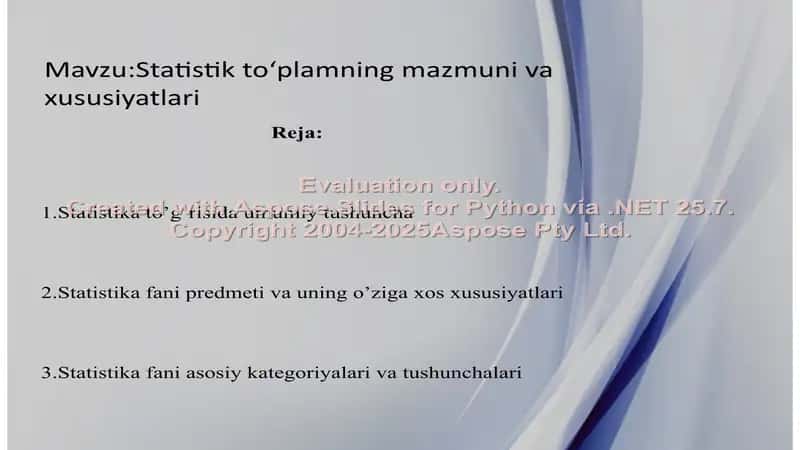 Statistika fanining umumiy tushunchasi