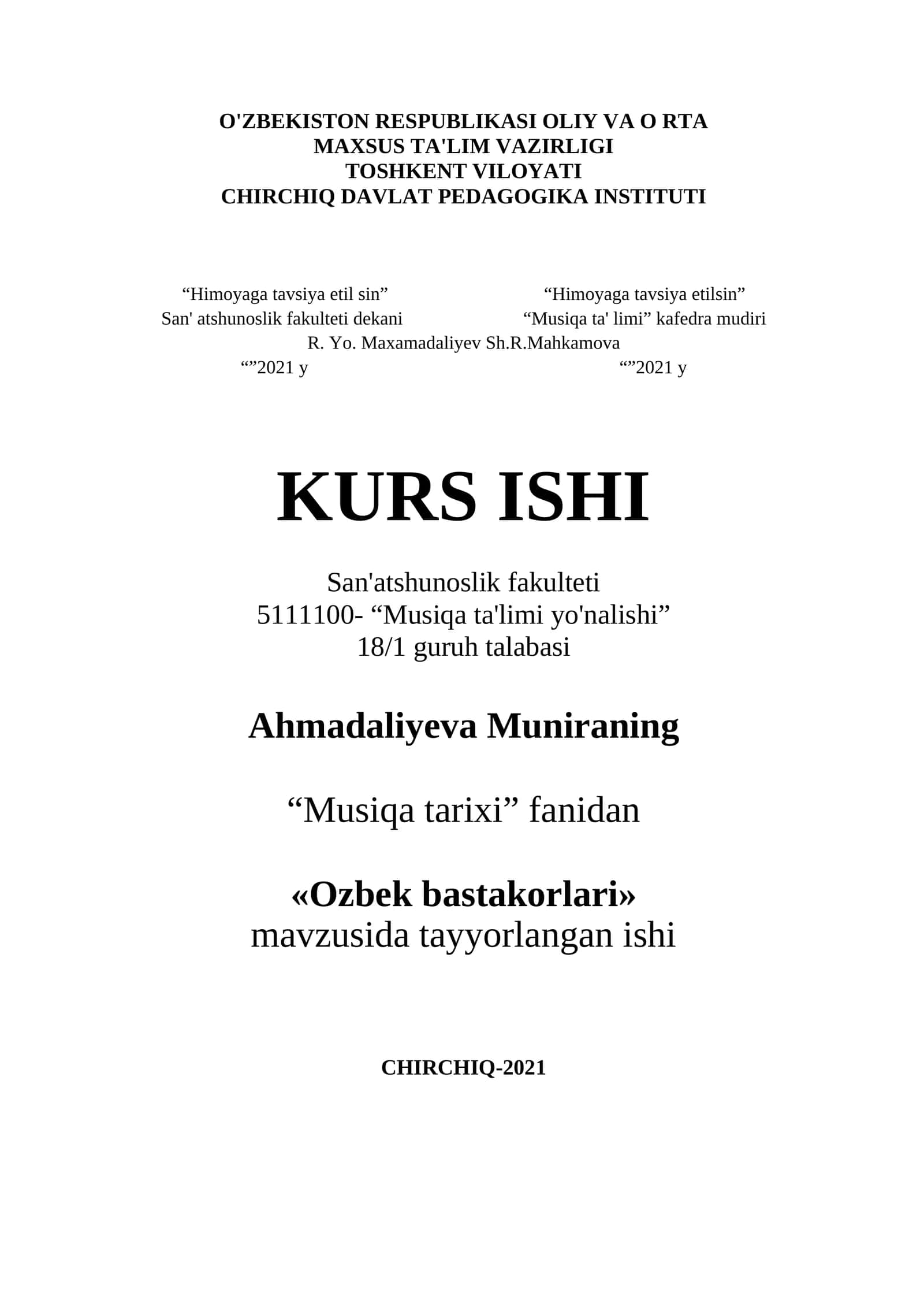 O‘zbek bastakorlari va ularning yorqin yo‘li