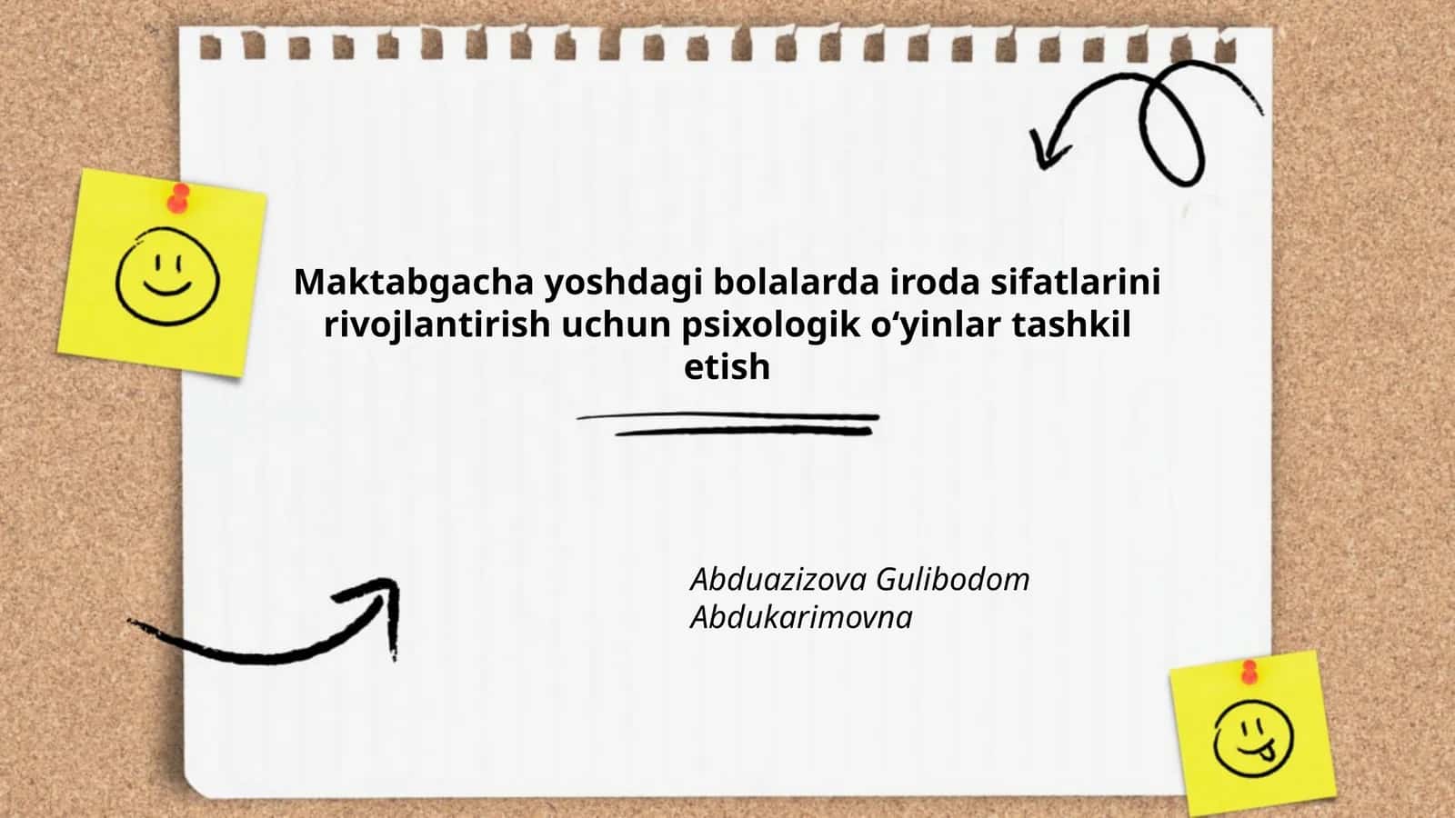Maktabgacha yoshdagi bolalarda iroda sifatlarini rivojlantirish uchun psixologik oʻyinlar tashkil etish