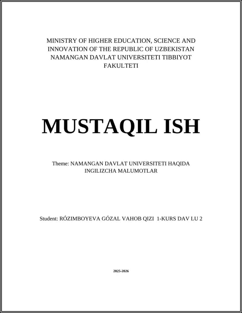 NAMANGAN DAVLAT UNIVERSITETI HAQIDA INGILIZCHA MALUMOTLAR