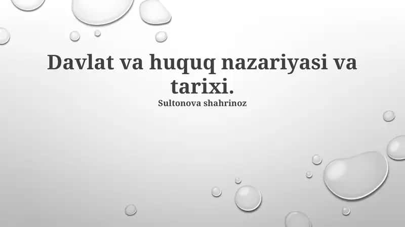 Davlat va huquq nazariyasi va tarixi