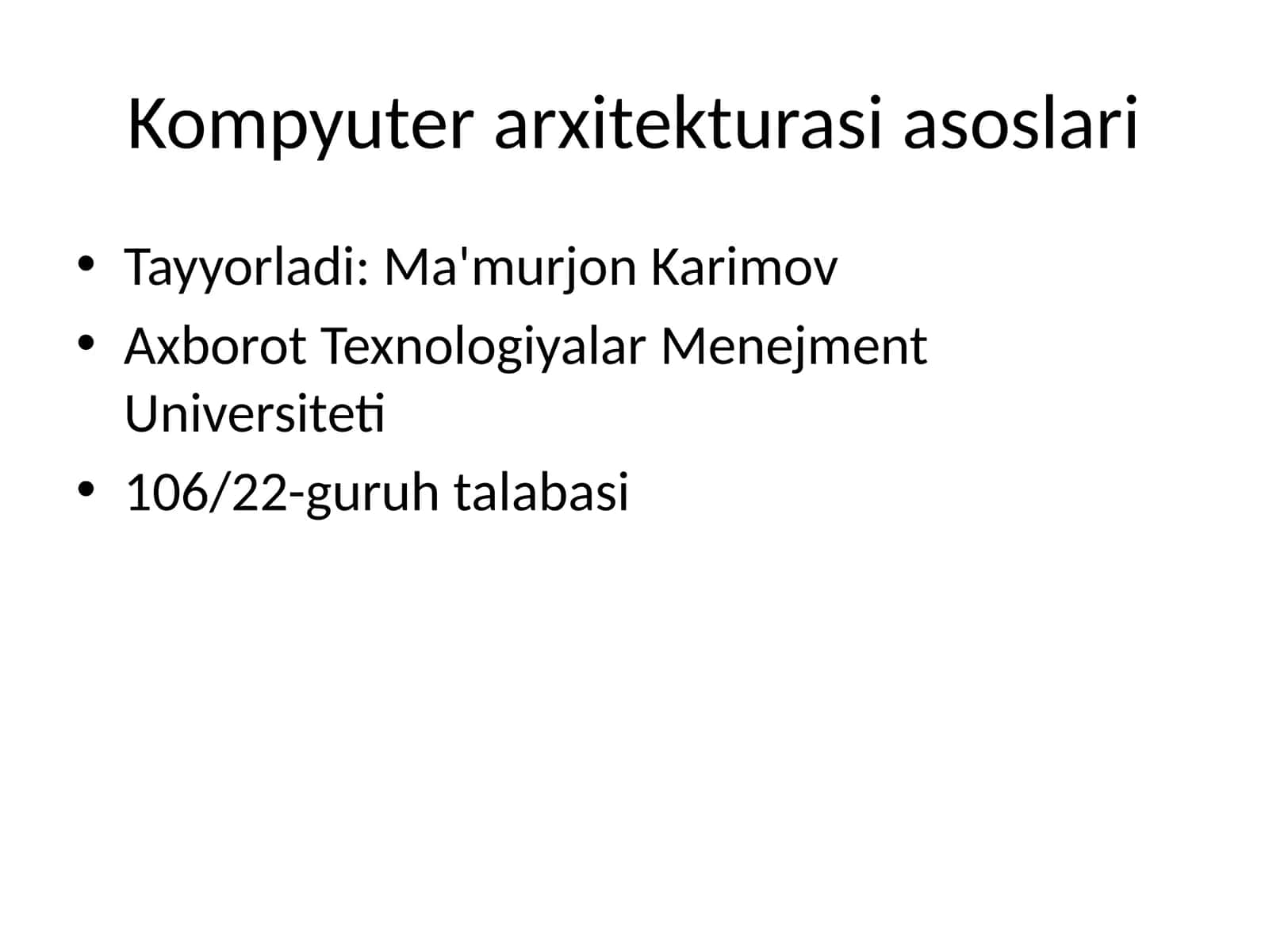 Kompyuter arxitekturasi asoslari
