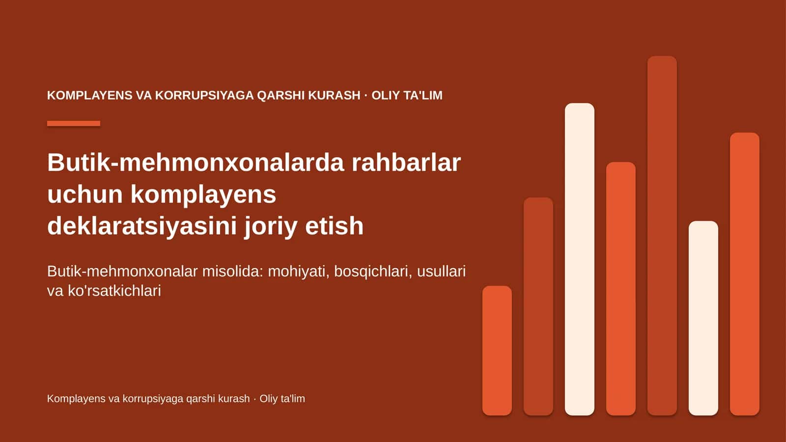 Butik-mehmonxonalarda rahbarlar uchun komplayens deklaratsiyasini joriy etish