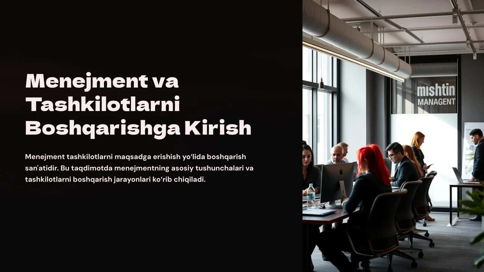 Menejment va Tashkilotlarni Boshqarishga Kirish