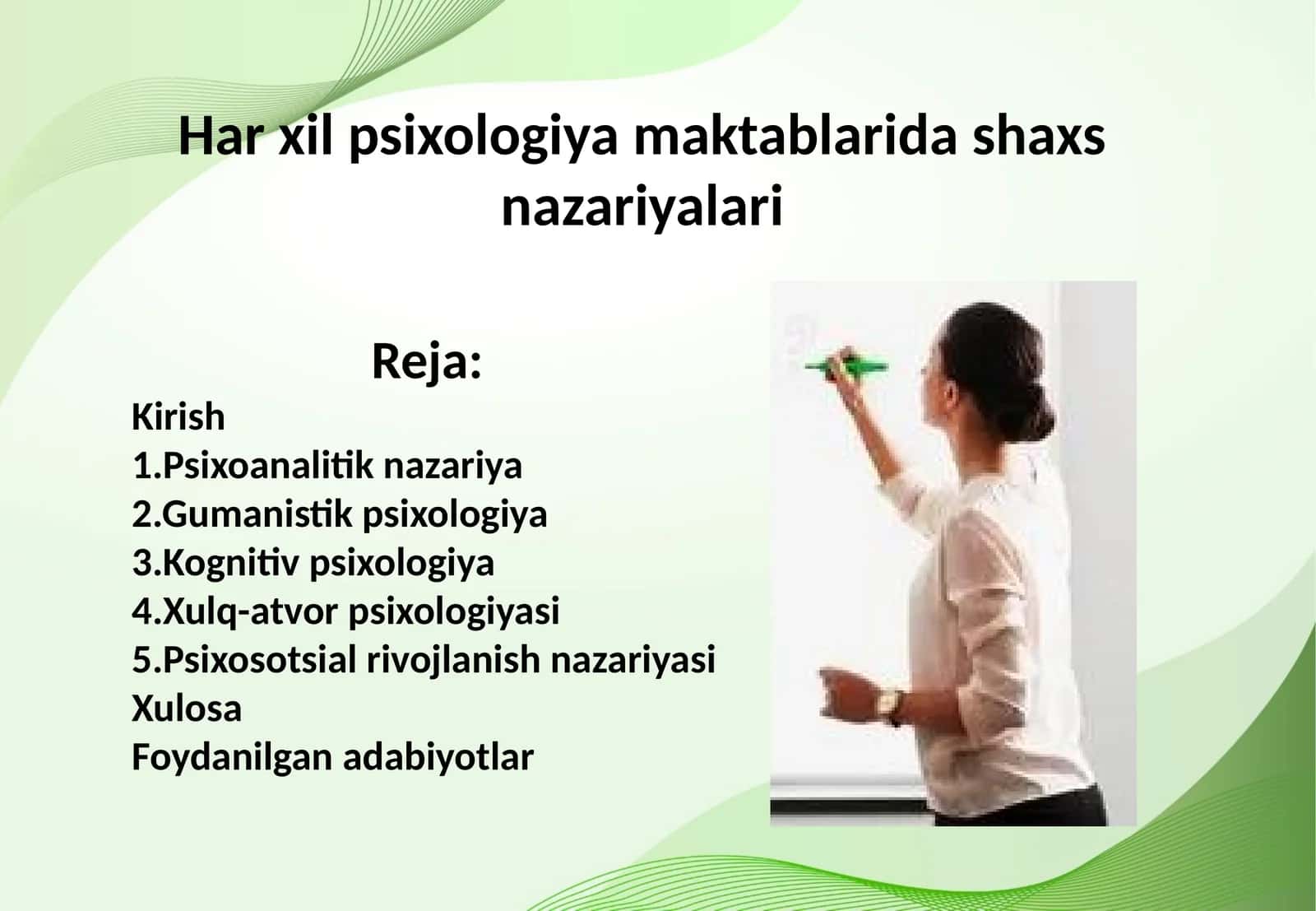 Har xil psixologiya maktablarida shaxs nazariyalari