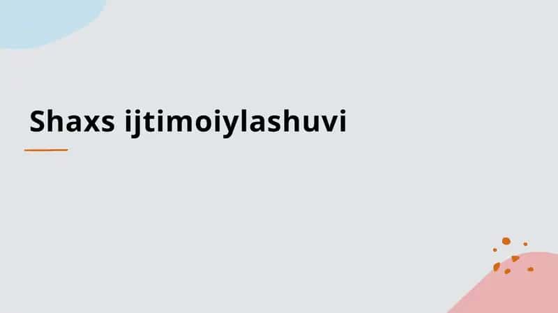 Shaxs ijtimoiylashuvi
