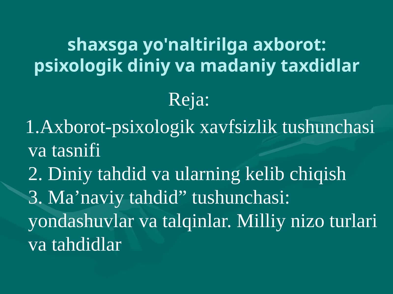 Axborot-psixologik xavfsizlik tushunchasi va tavsiflar