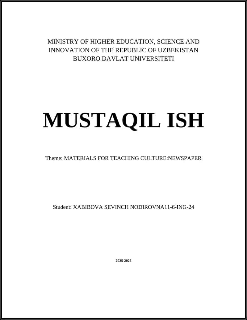 Materials for Teaching Culture: Newspaper