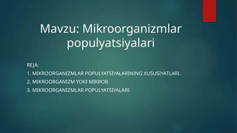 Mikroorganizmlar populyatsiyalari
