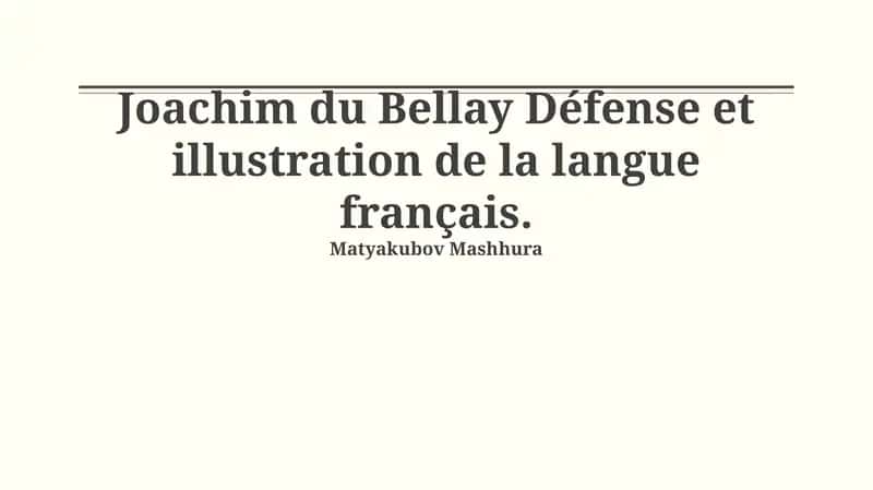 Défense et illustration de la langue français