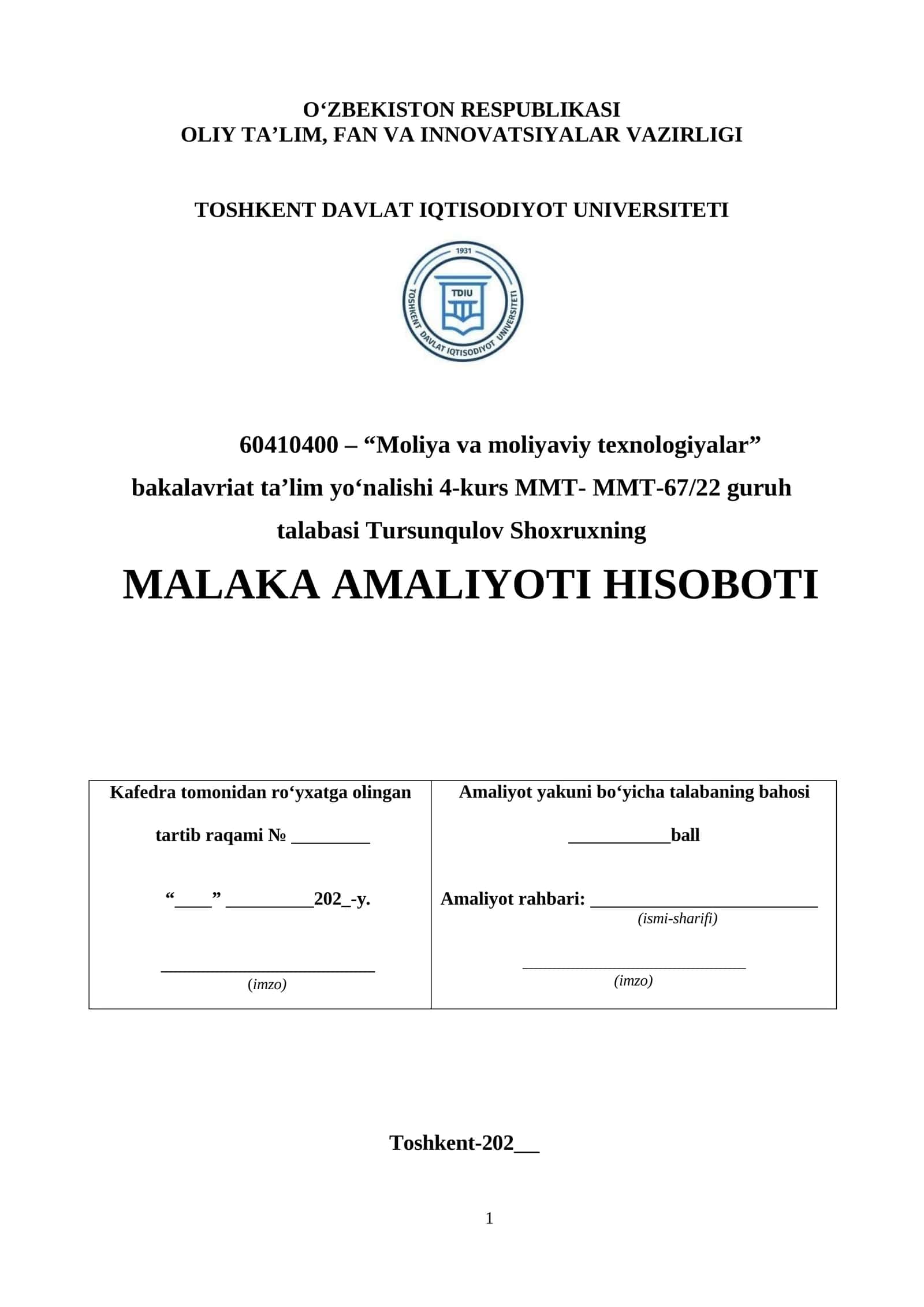 XATB Davrbank AMALIYOTI HISOBOTI