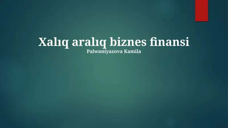 Xalıq aralıq biznes finansi