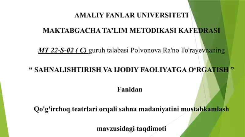 Qo'g'irchoq teatrlari orqali sahna madaniyatini mustahkamlash
