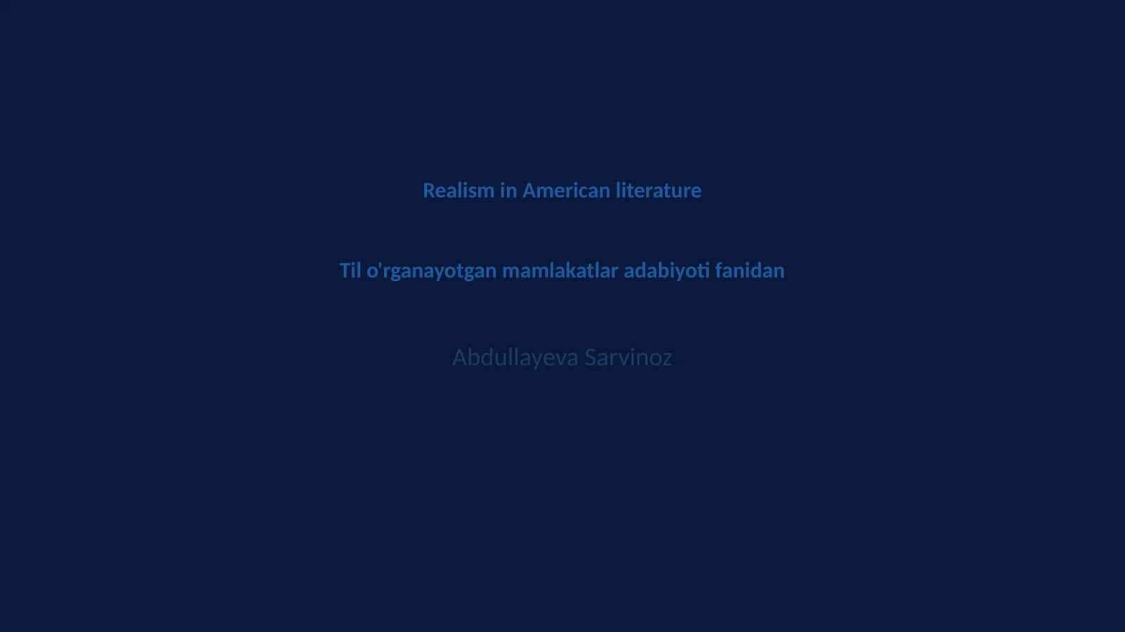 Realizm Amerika adabiyotida