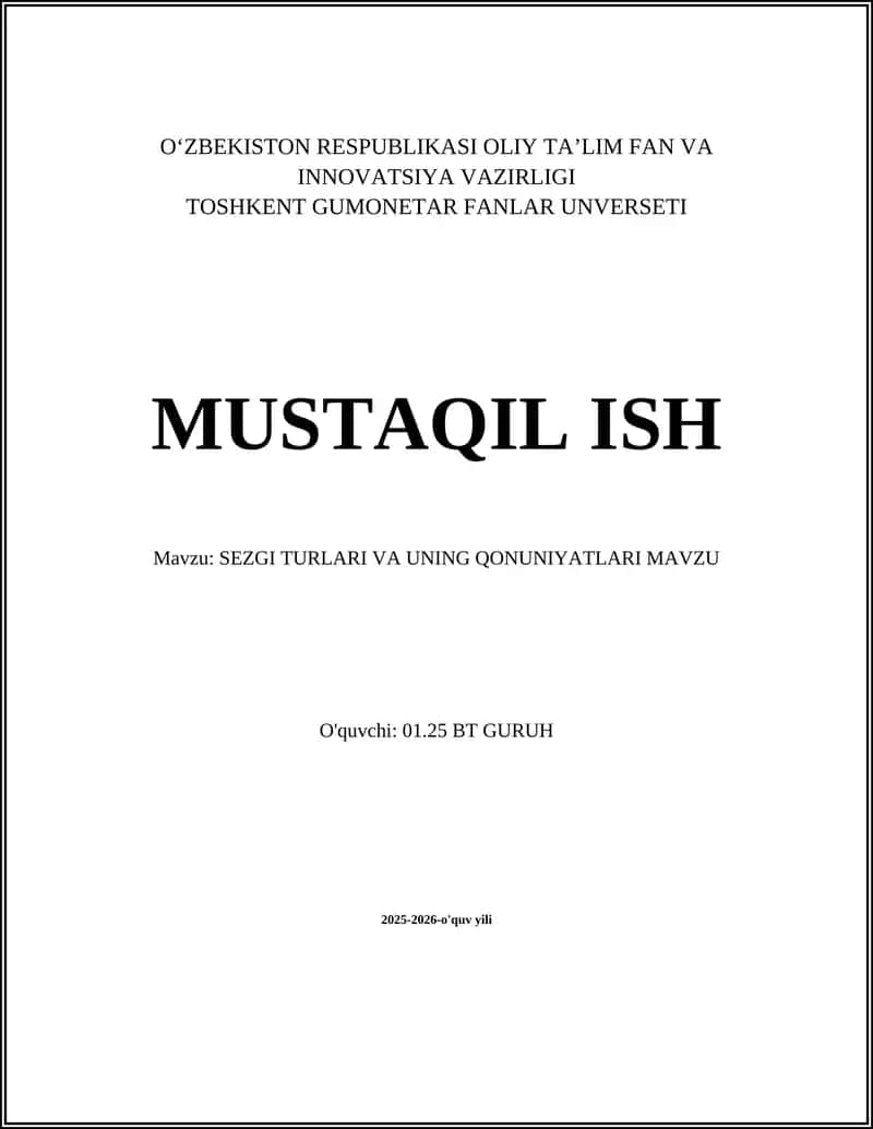 SEZGI TURLARI VA UNING QONUNIYATLARI