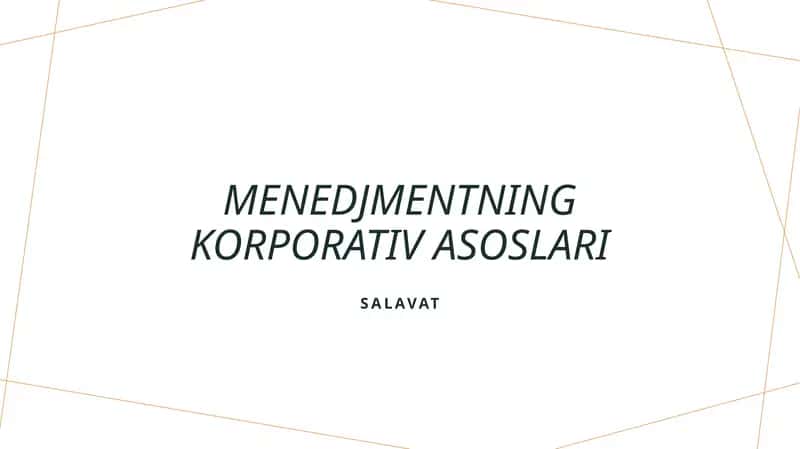 Menedjmentning korporativ asoslari