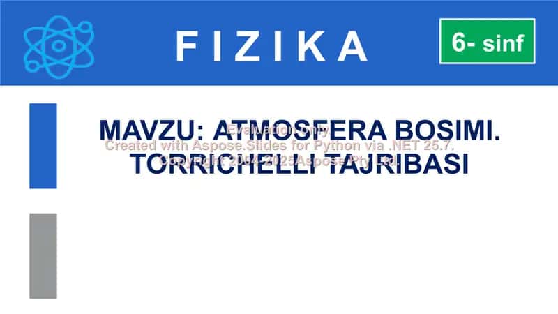 ATMOSFERA BOSIMI. TORRICHELLI TAJRIBASI