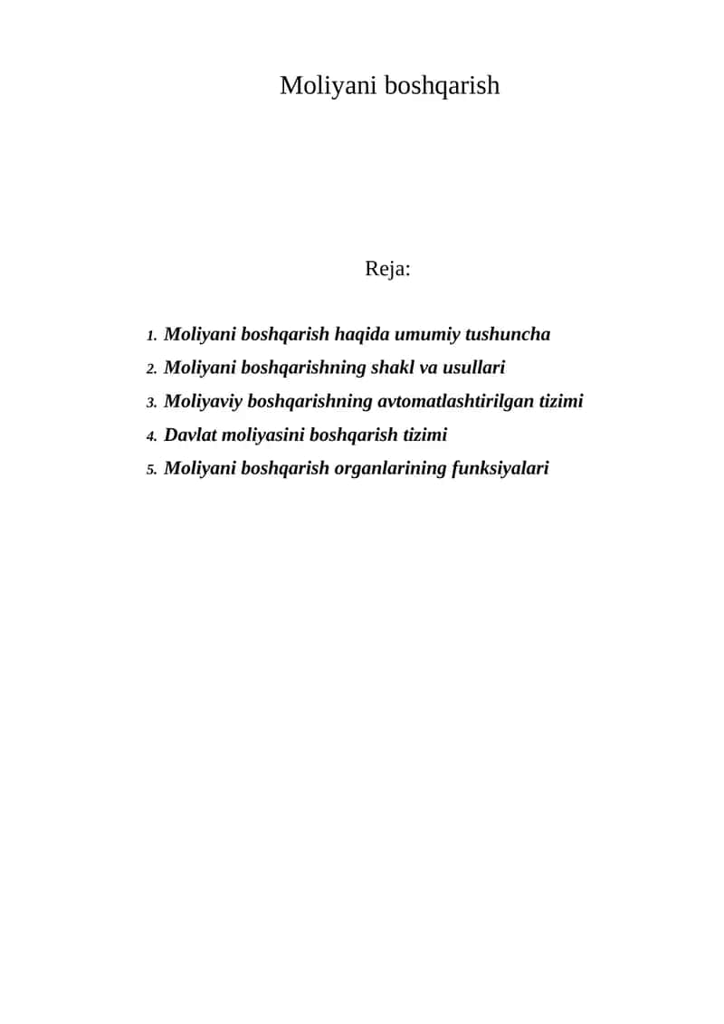 Moliyani boshqarish