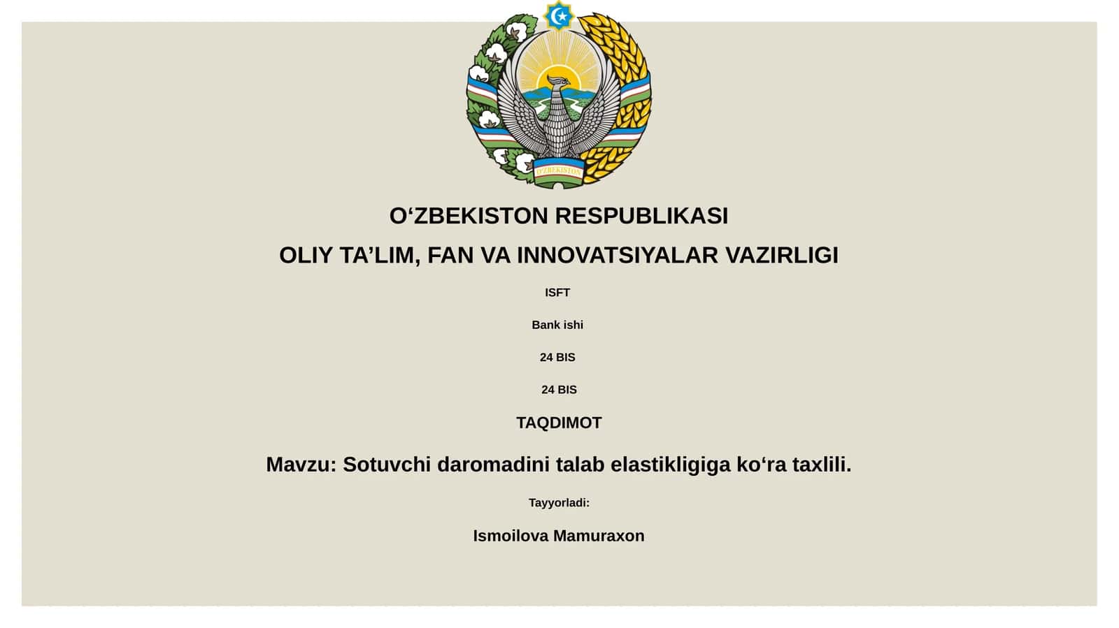 Sotuvchi daromadini talab elastikligiga koʻra taxlili