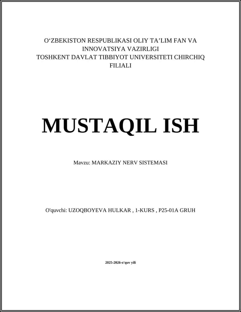 MARKAZIY NERV SISTEMASI