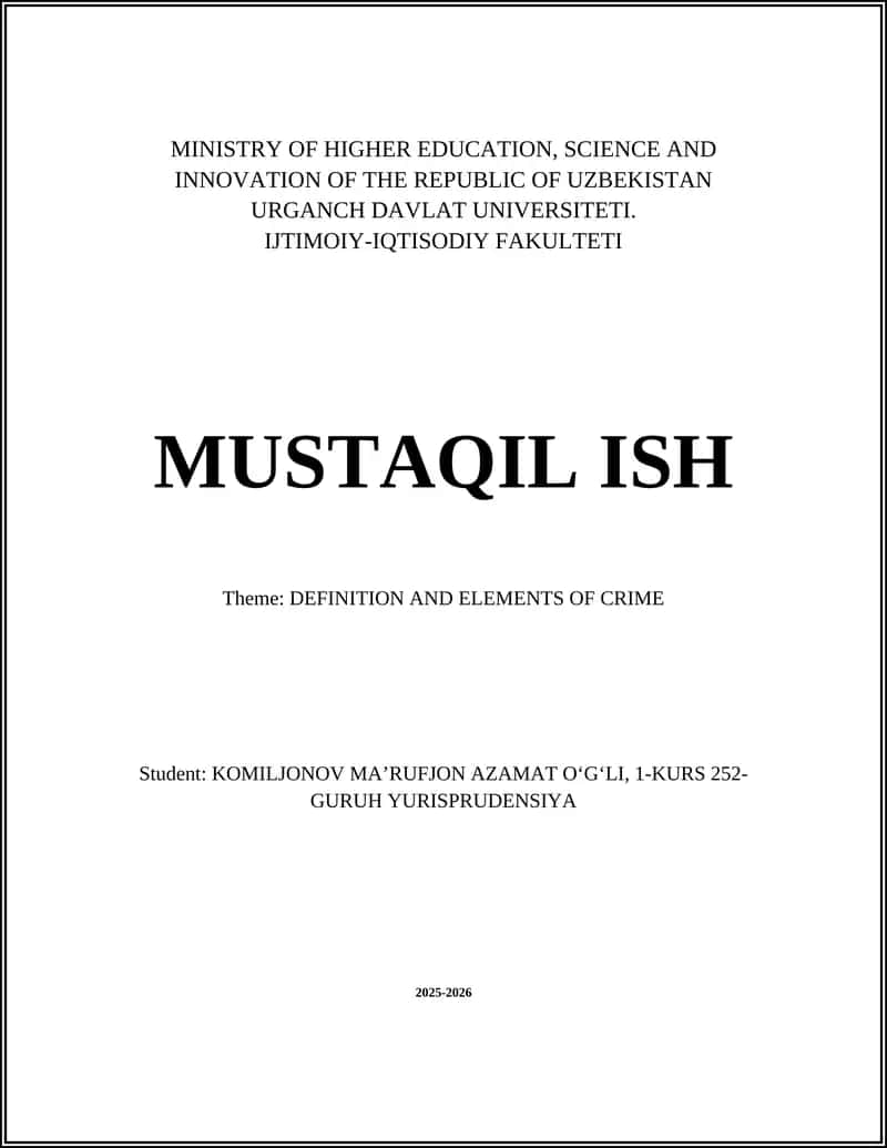 IJTIMOIY-IQTISODIY FAKULTETI MUSTAQIL ISH