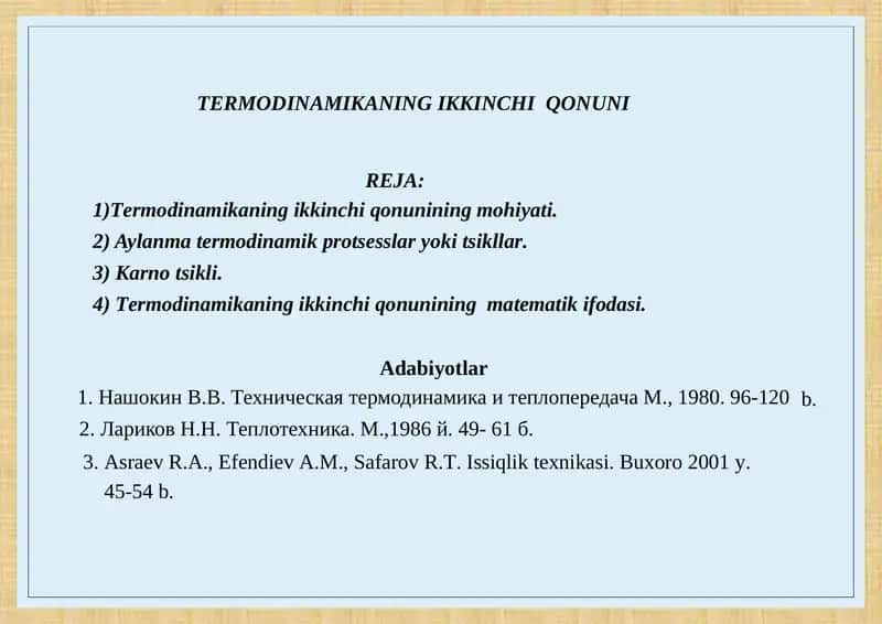 TERMODINAMIKANINGIKKINCHIQONUNI
