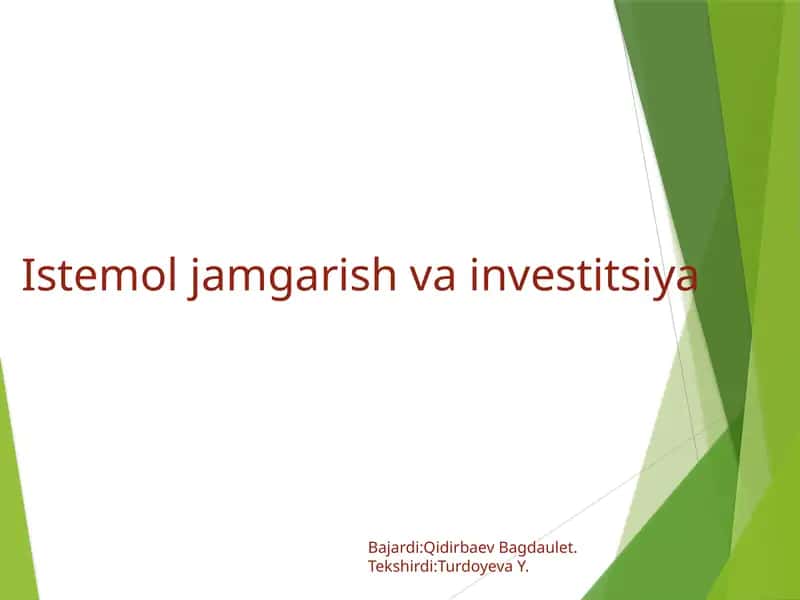 Istemoljamgarish va investitsiya
