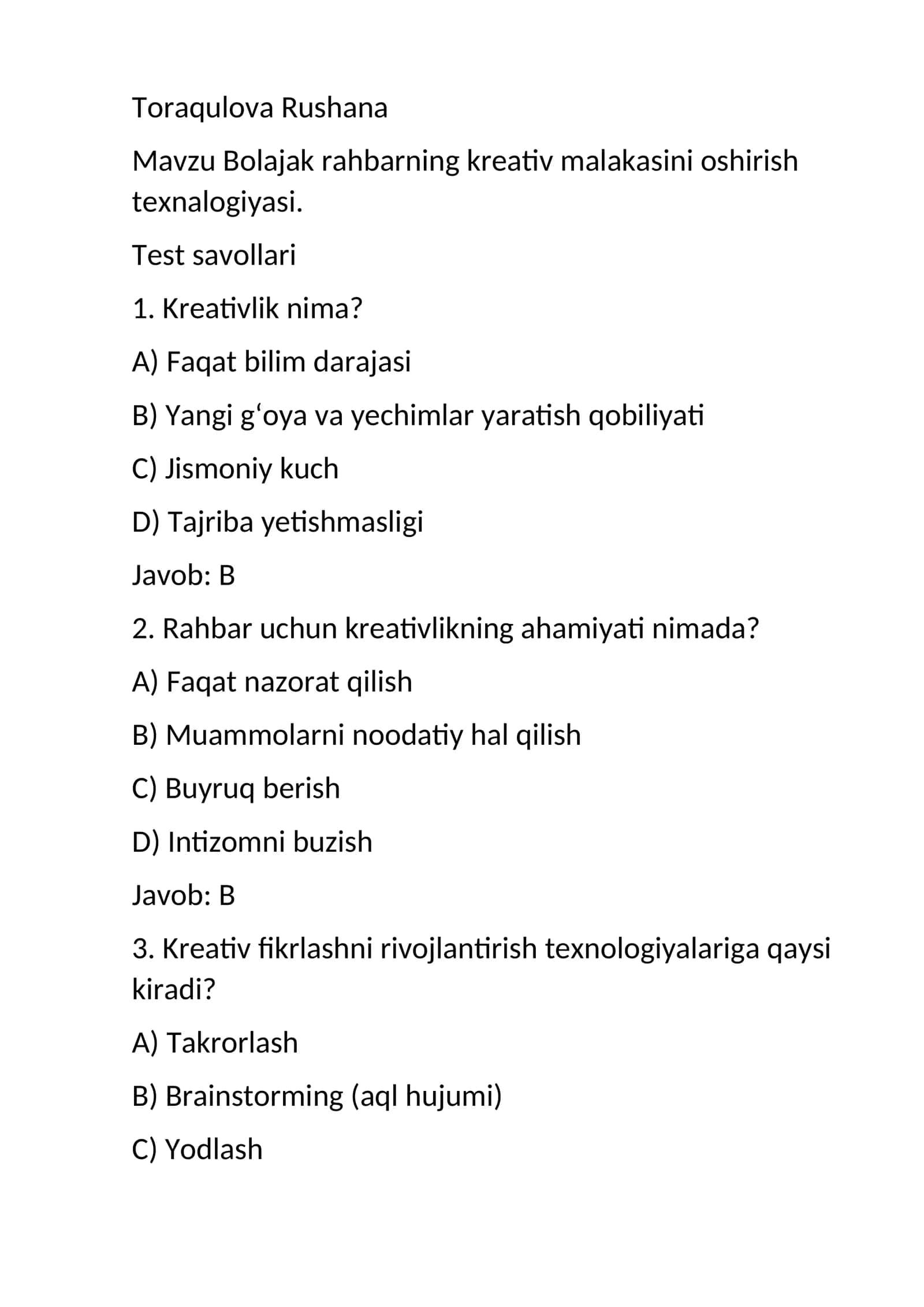 maktabgacha talim test