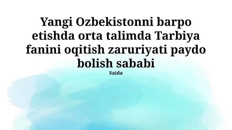 Ta'limning o'rni va ahamiyati