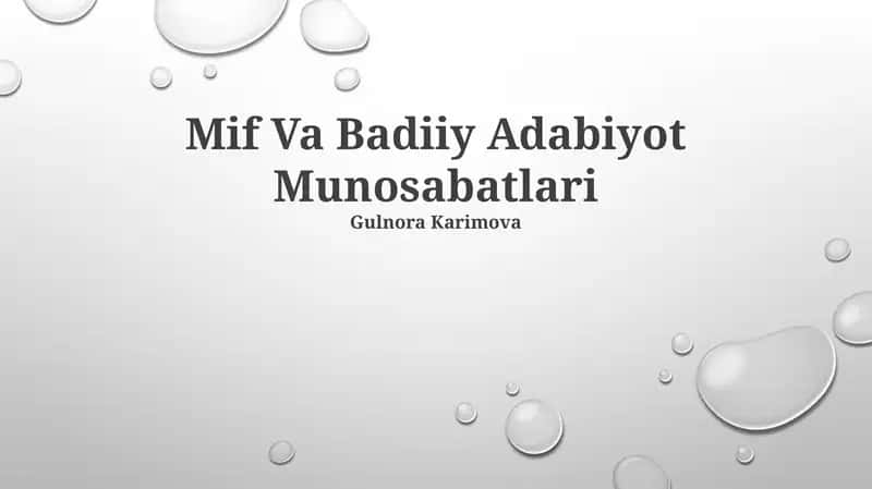 Mif Va Badiiy Adabiyot Munosabatlari