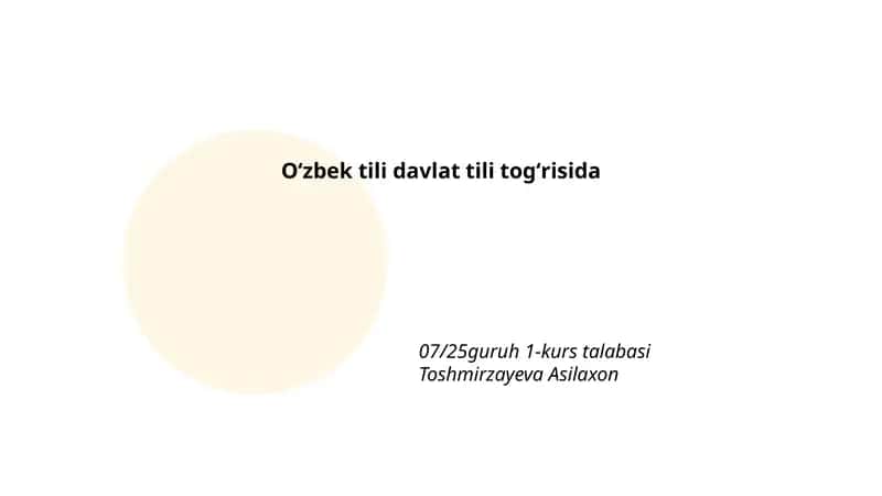 Oʻzbek tili davlat tili togʻrisida