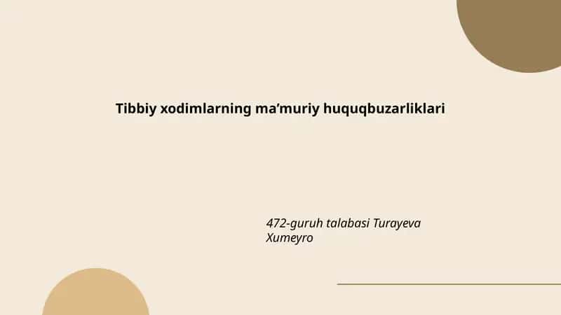 Tibbiy xodimlarning ma’muriy huquqbuzarliklari
