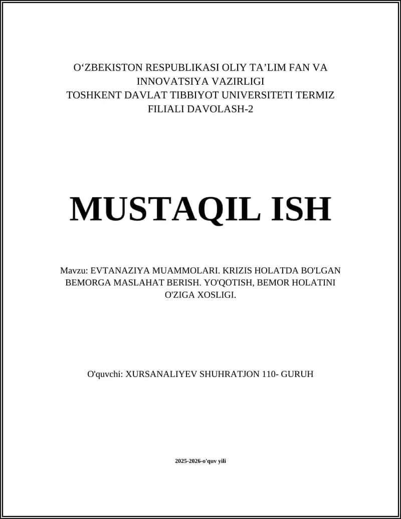EVTANAZIYA MUAMMOLARI