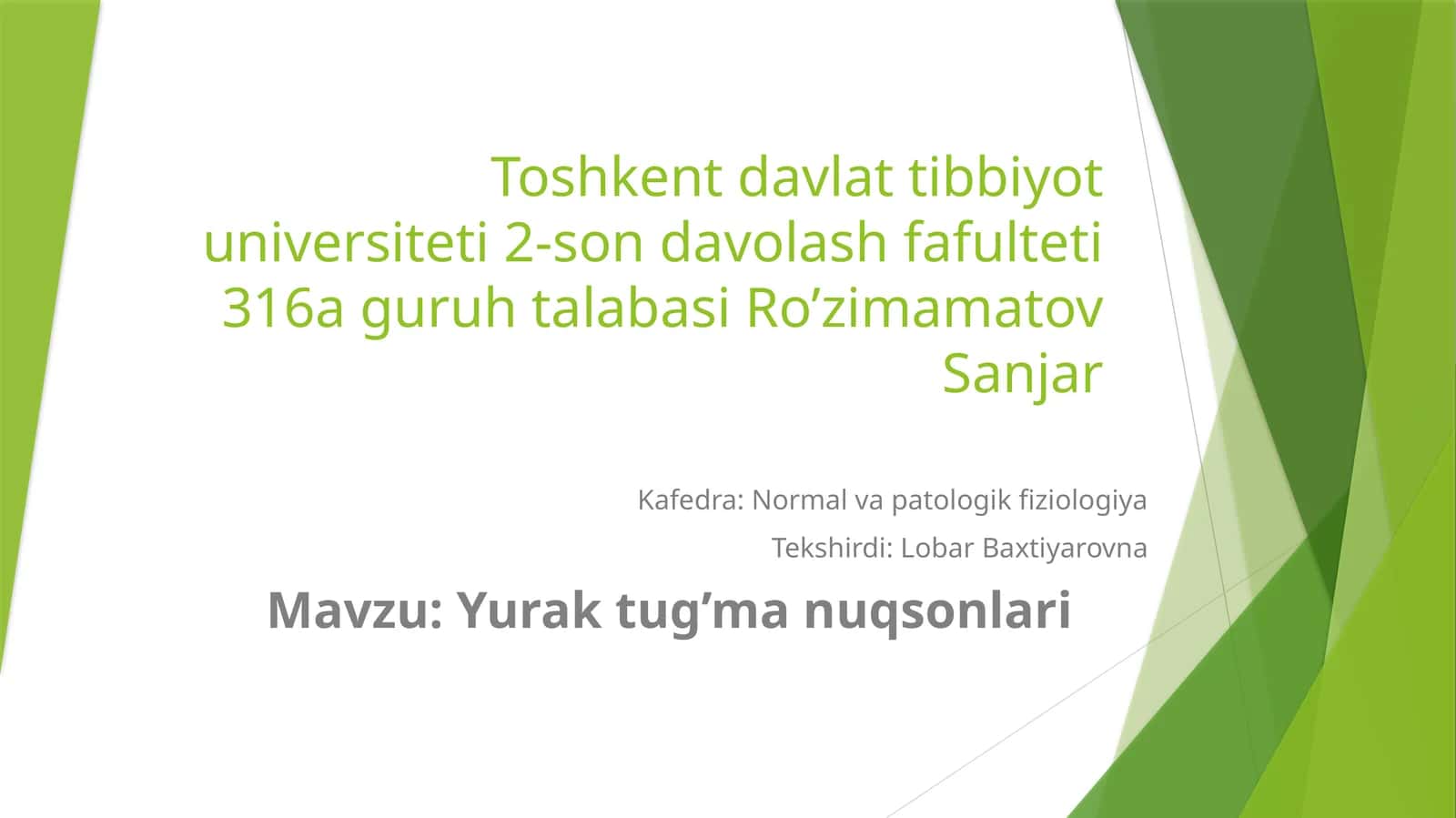 Yurak tug’ma nuqsonlari