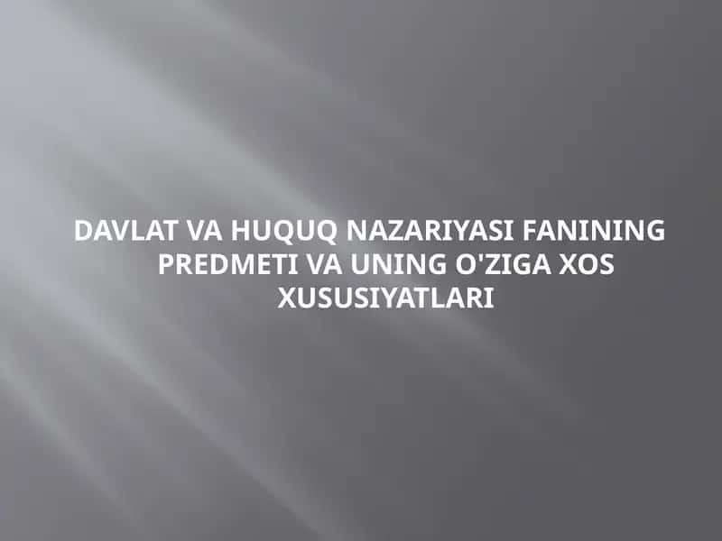 Davlat va Huquq Nazariyasi