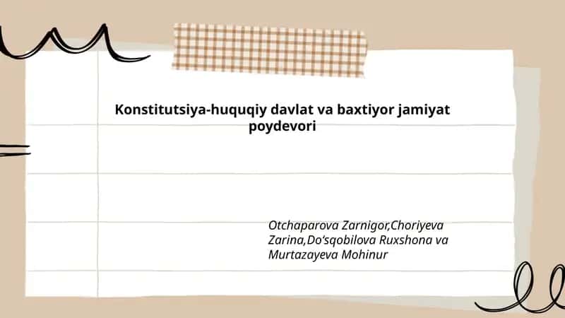 Konstitutsiya-huquqiy davlat va baxtiyor jamiyat poydevori