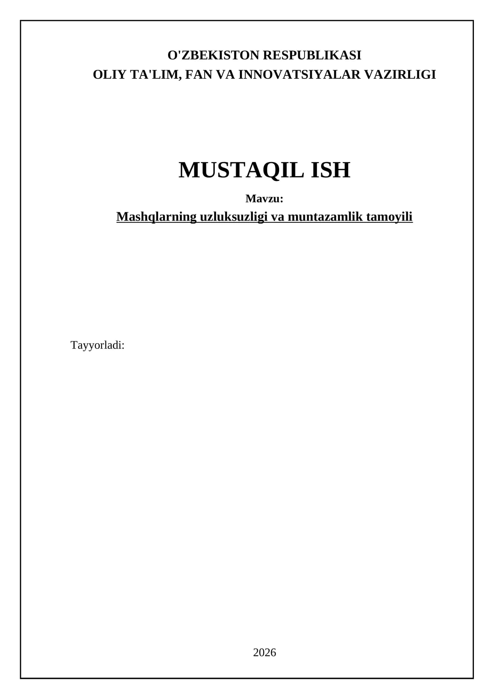 Mashqlarning uzluksuzligi va muntazamlik tamoyili