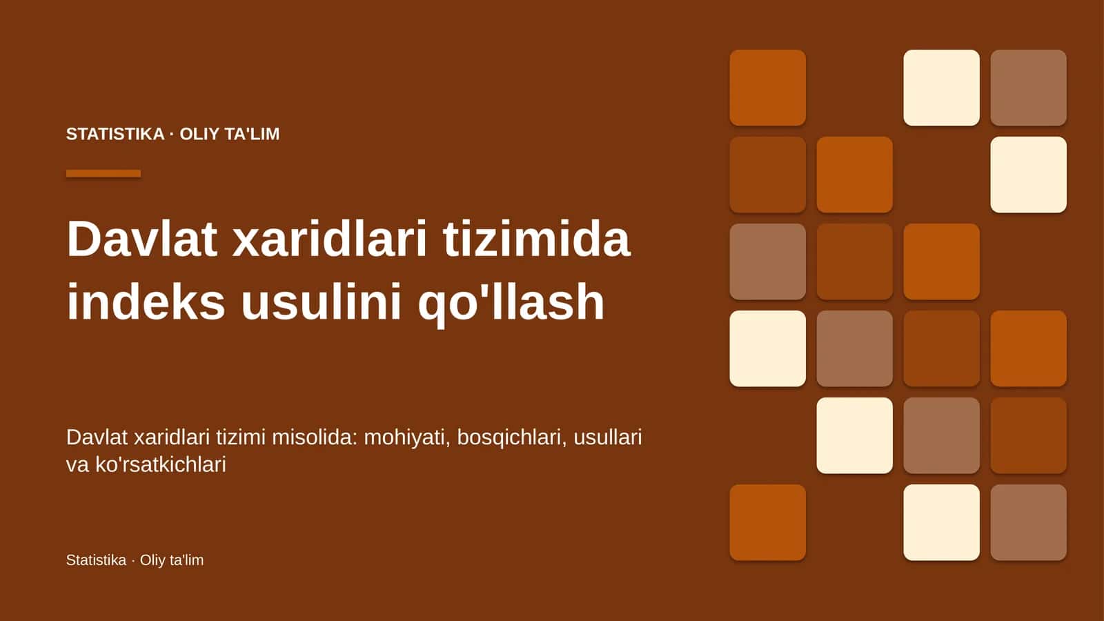 Davlat xaridlari tizimida indeks usulini qo'llash