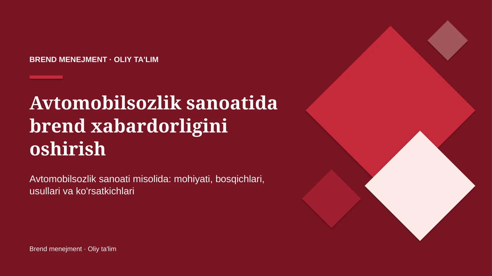 Avtomobilsozlik sanoatida brend xabardorligini oshirish