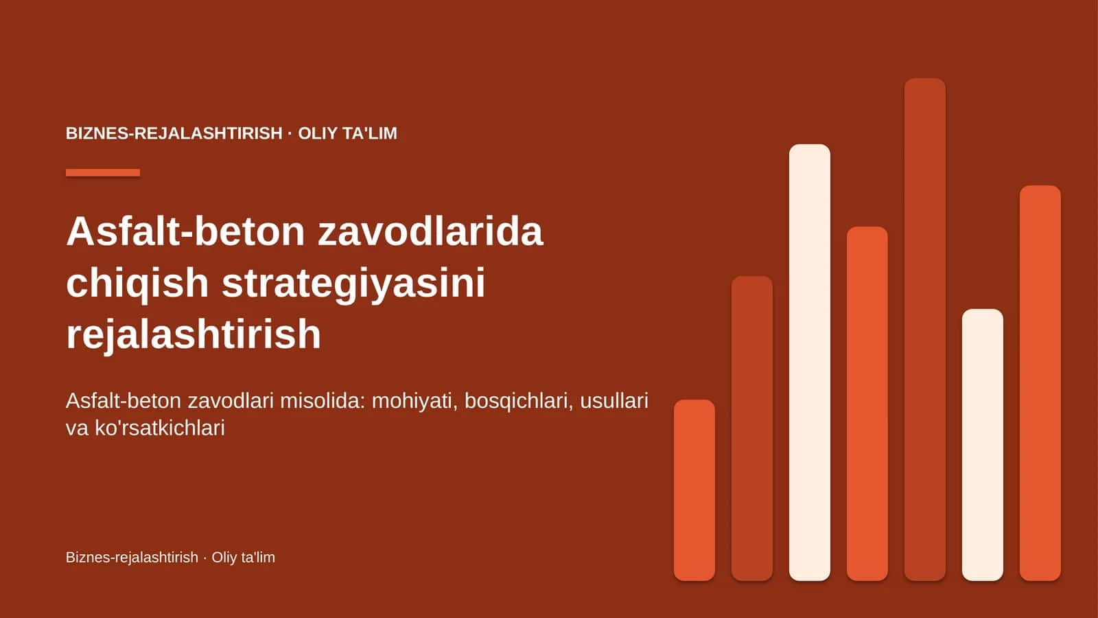 Asfalt-beton zavodlarida chiqish strategiyasini rejalashtirish